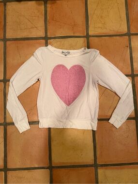 Wildfox White Long-Sleeve Sweatshirt with Pink Heart